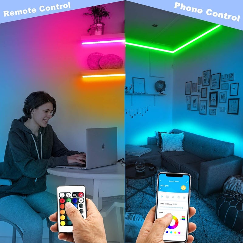 DAYBETTER Smart Led Lights 32.8 ft, 2835 RGB Led Strip Lights Kits with 24 Keys Remote, App Control Timer Schedule Led Music Strip Lights - Image 2